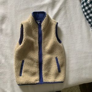 Jcrew fleece vest. Natural with purple trim.